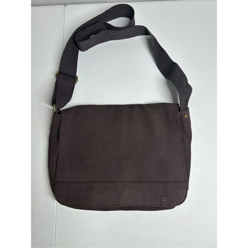 Benetton Brown Suede Messenger Crossbody Bag Briefcase Laptop See Description